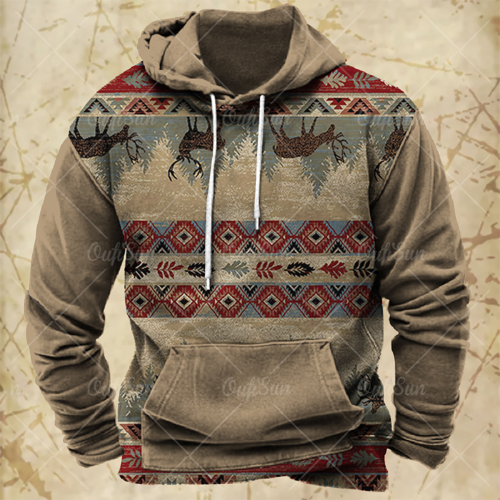 Men Hooded Vintage Print  Swea - đánh giá và giá Winter Clothes Shop