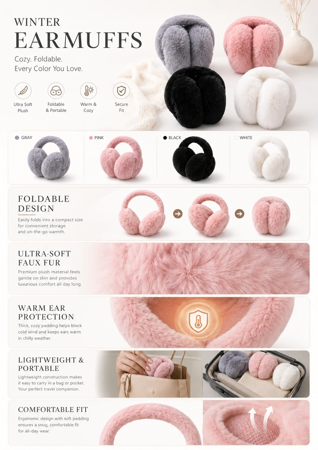 Super Warm Plush Earmuffs, Fol - đánh giá và giá Ear Muff Foldable