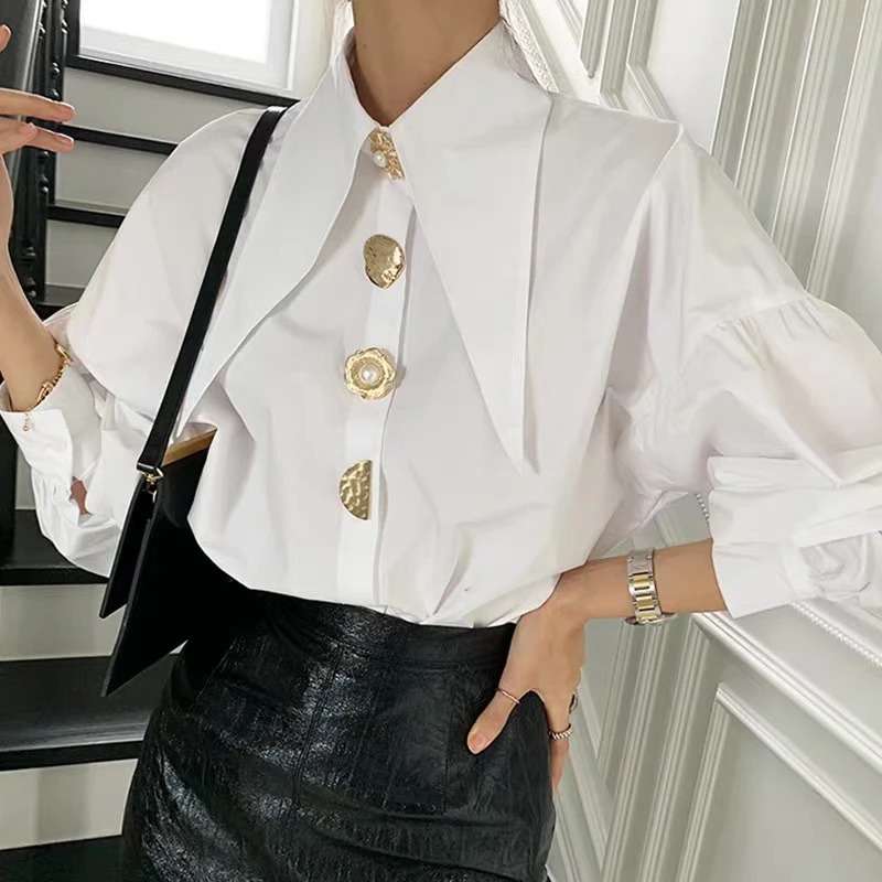 White Elegant Pearl Women Shir - đánh giá và giá Y2K Winter Clothing