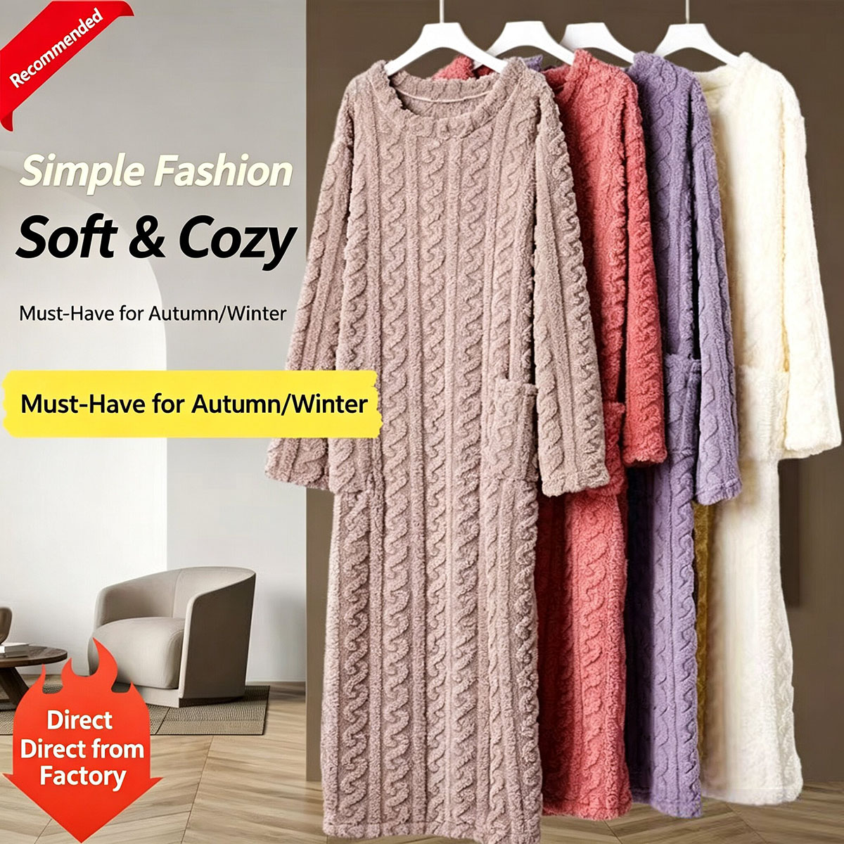 Winter Coral Velvet Nightgown, - đánh giá và giá Winter Clothing Deals